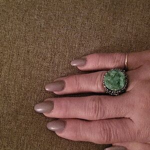 Green Drusy Quartz ring Sz 8 35 cts